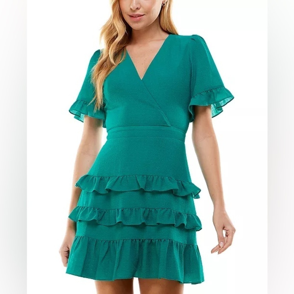 Women’s Dress| Ruffled Surplice-Neck Dress - Picture 3 of 5